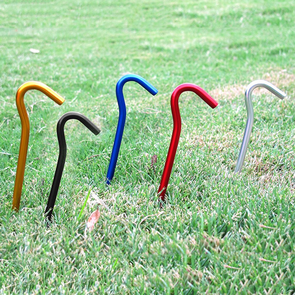 Cheap Goat Tents 10pcs Awning Canopy Tent Nails 18cm Outdoor Aluminium Alloy Nails for Camping Awning Canopy Garden Stakes with Hooks   